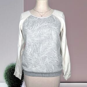 SCOTCH & SODA MAISON SCOTCH Palm Print Sweater Sweatshirt Relaxed Gray White 4